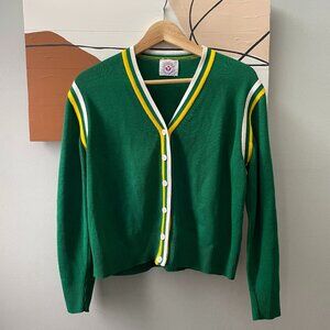 Vintage Loomtogs Tennis Whites Cardigan Sweater V-neck Green Bay Packers Colors